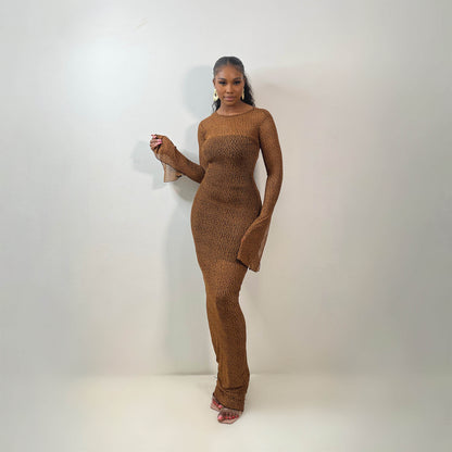 Sade Mesh Dress (Mocha Spots)